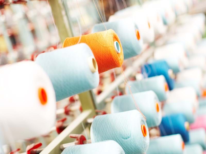 Rolls of yarn in Svensson factory