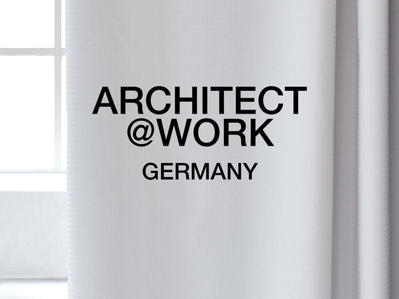 Hanging fabric with logo of architect @ work logo