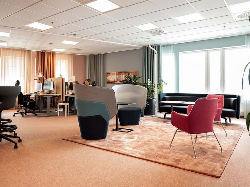 Hanging textile Mint from Svensson at Knivsta kommunhus