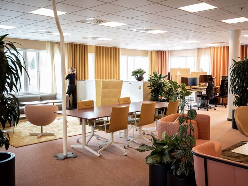 Hanging textile Mint from Svensson at Knivsta kommunhus